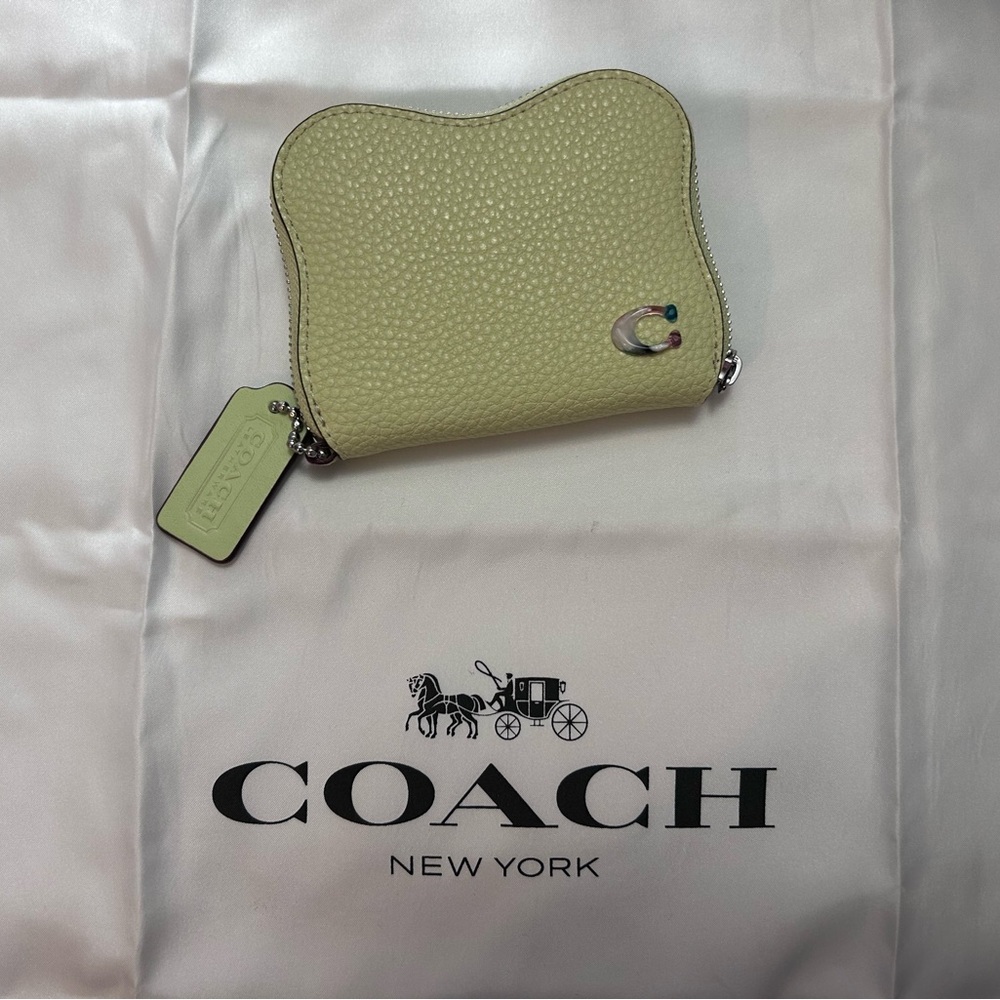 Coach Light Green Pebble Leather Coin Purse